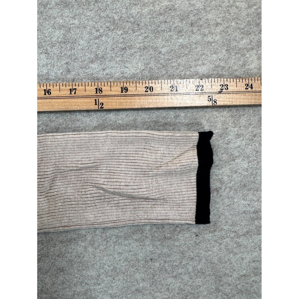 Rachel Zoe Sweater Womens Large Brown Striped Ribbed Trim Winter Warm Mock Neck - Picture 16 of 16